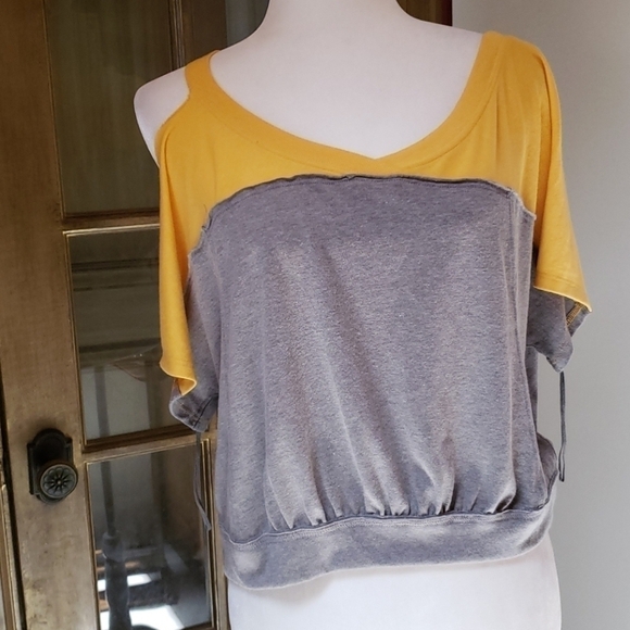 WE The Free Yellow And Gray Cold Shoulder - Picture 1 of 6